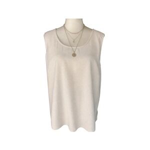 Draper's & Damon's Linen Blend 2X Shell sleeveless top Oatmeal Coastal Grandma